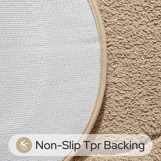HOMEIDEAS Bathroom Rugs Sets 2 Piece, Soft Bathroom Mats and Absorbent Microfiber Machine Washable Bath Mats for Shower Room, Bathtub, Kitchen (20" x 32" + 16" x 24", Beige)