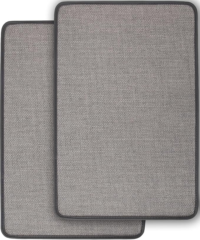 2 Pack Bathroom Rugs, Bath Mats for Bathroom Non Slip Washable, Quick Dry, Water Absorbing, Fits Under Door, Ultra Thin, Rubber Backing, Low Pile, Ideal for Shower, Sink,Grey 24''x16''