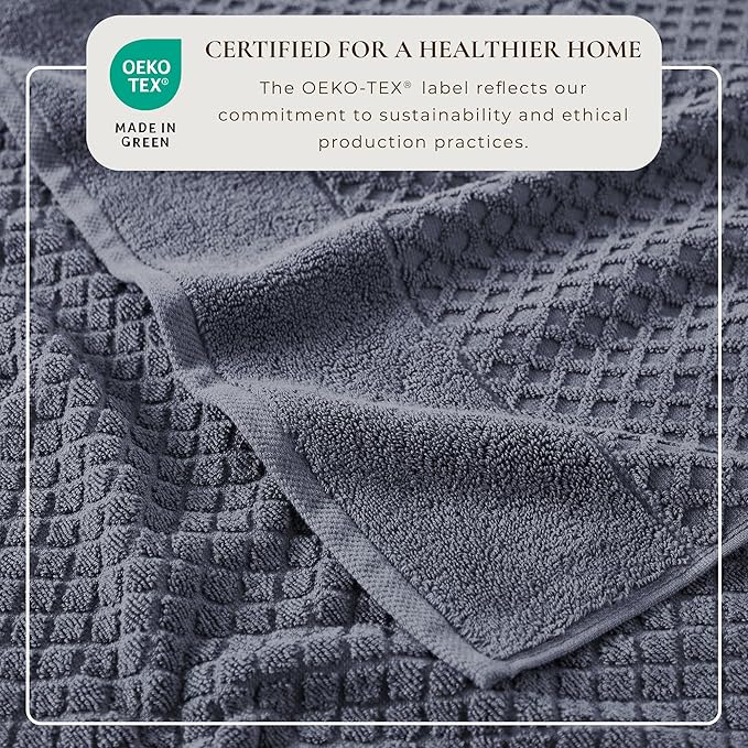 Great Bay Home Bath Towels - 100% Cotton 4 Pack 54x27 Bath Towel Set - Absorbent, Durable, Quick-Dry Towels for Bathroom (Chambray Blue)