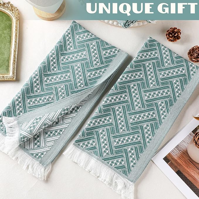 4 Pack Boho Bathroom Hand Towel 14 x 30 Inch 100% Turkish Cotton Decorative Boho Kitchen Hand Towel Farmhouse Bathroom Decor Set Absorbent Soft Guest Tea Gift