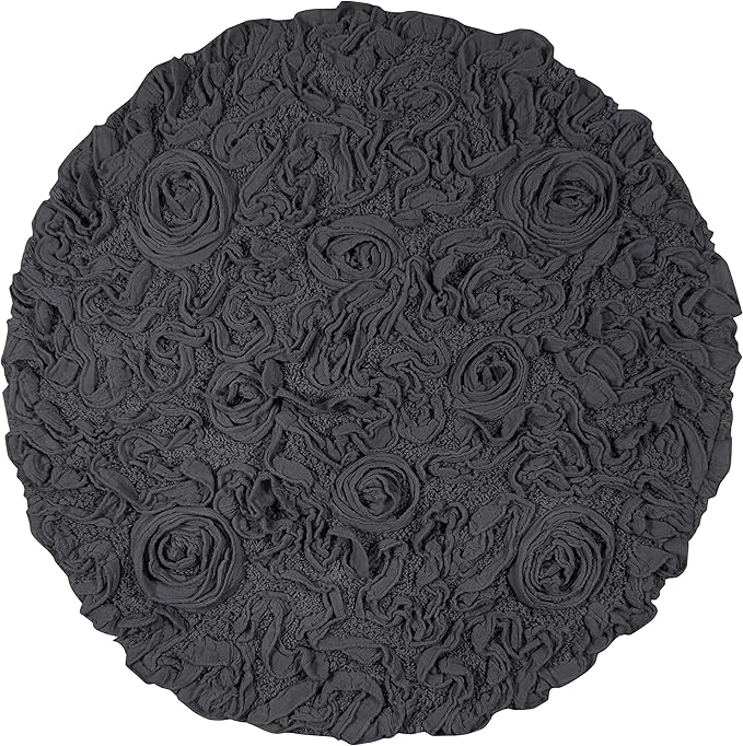 Home Weavers Bell Flower Collection 100% Cotton Tufted Bath Rugs, Extra Soft and Absorbent Bath Rugs, Non-Slip Bath Mats, Machine Washable, Bath Mats for Bathroom Floor and Tub, 30" Round, Gray