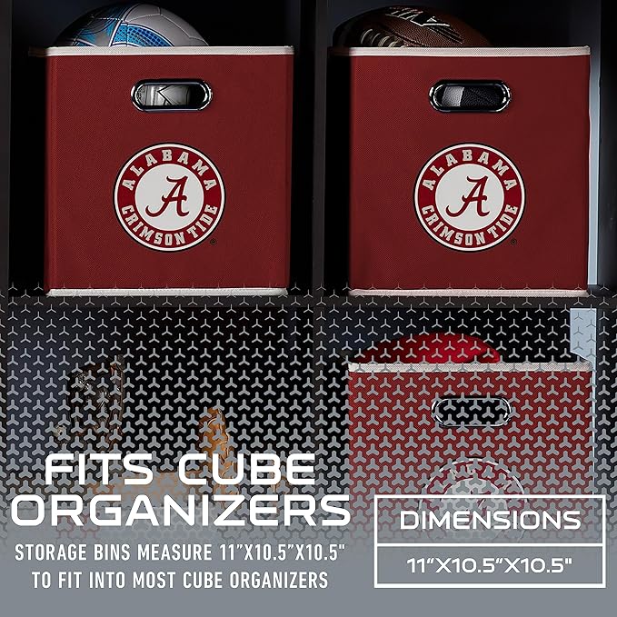 Franklin Sports NCAA College Team Fabric Storage Cubes Made to Fit Storage Bin Organizers