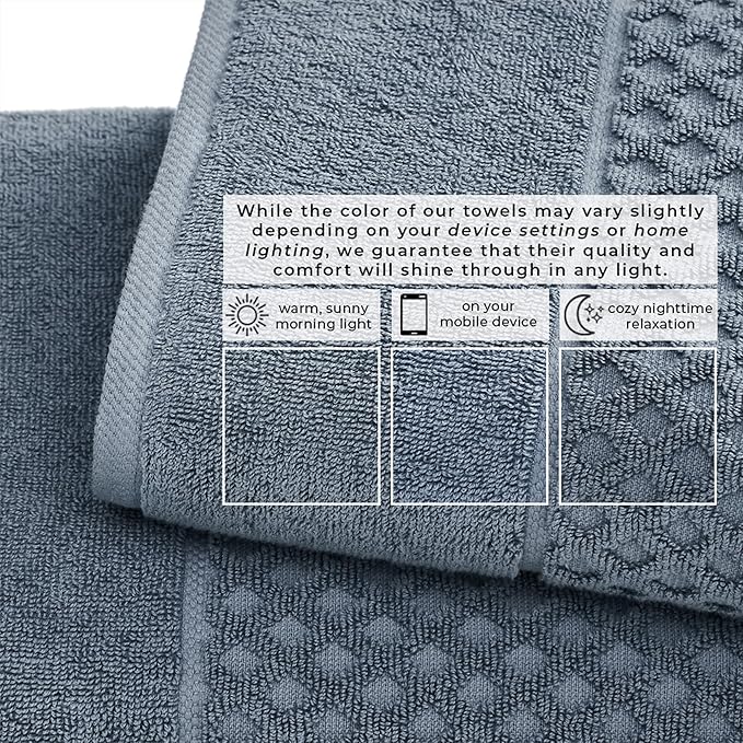 Great Bay Home Hand Towels - 100% Cotton 6 Pack 26x16 Hand Towel Set - Absorbent, Durable, Quick-Dry Towels for Bathroom (Blue)
