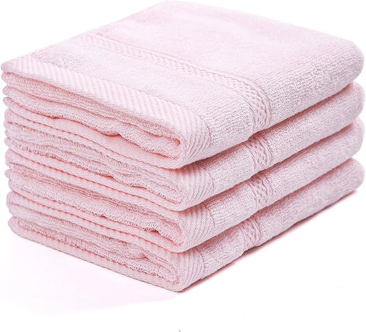 4 Pcs Pink Fingertip Towels for Bathroom - 11 x 18 Inches, Extra Absorbent and Soft Terry Towels for Sensitive Skin, Quick Dry