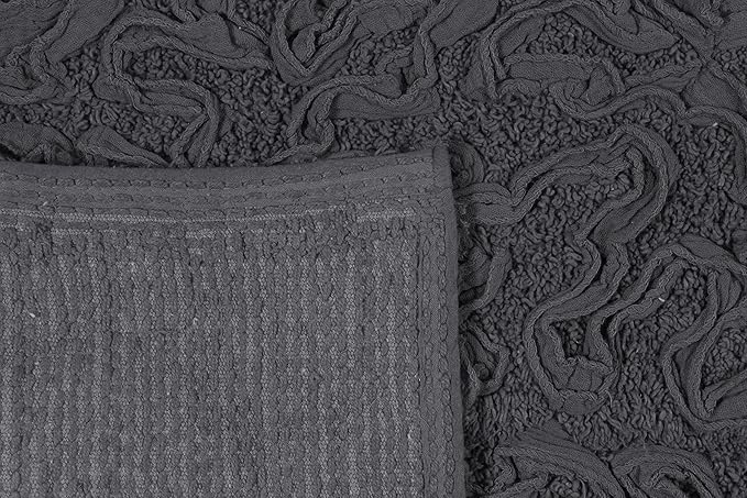 Home Weavers Bell Flower Toilet Lid Cover – 18"x18", 100% Cotton Tufted, Soft & Absorbent, Non-Slip, Machine Washable Bathroom Seat Cover, Gray