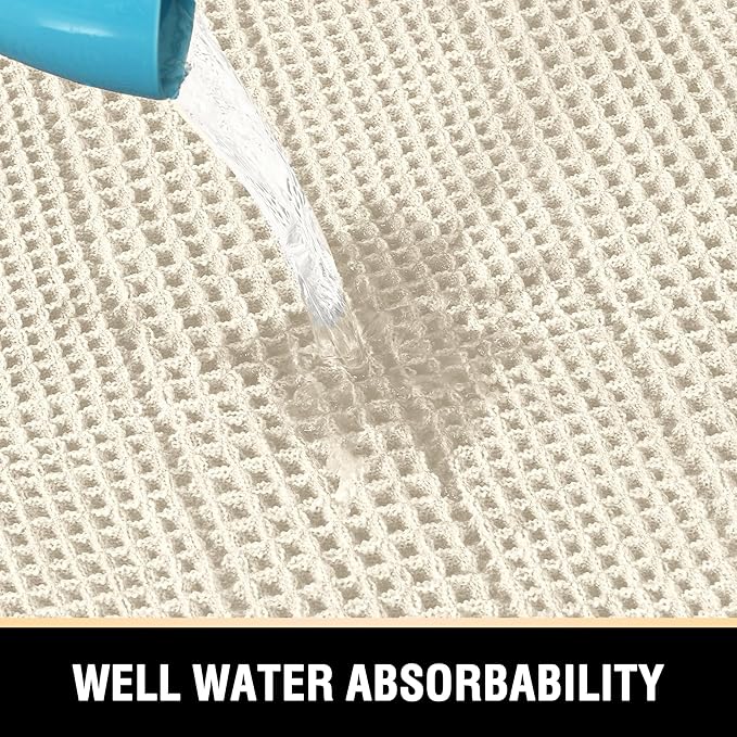 H.VERSAILTEX Upgraded Waffle Bath Mat Super Absorbent Non Slip Bath Rugs for Bathroom Floor Machine Washable Dry Fast Bathroom Rugs for Beside Tub, 20" x 32", Ivory