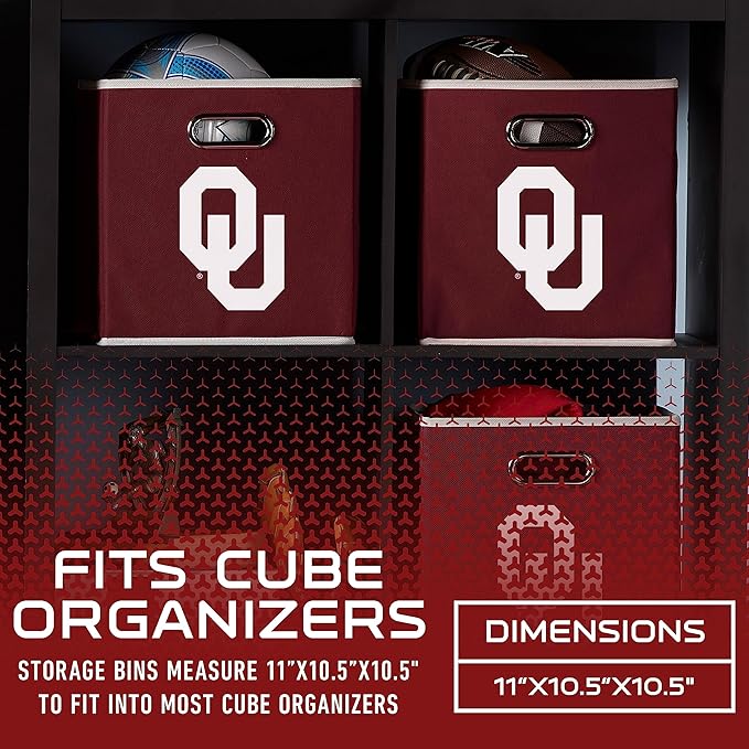 Franklin Sports NCAA College Team Fabric Storage Cubes Made to Fit Storage Bin Organizers