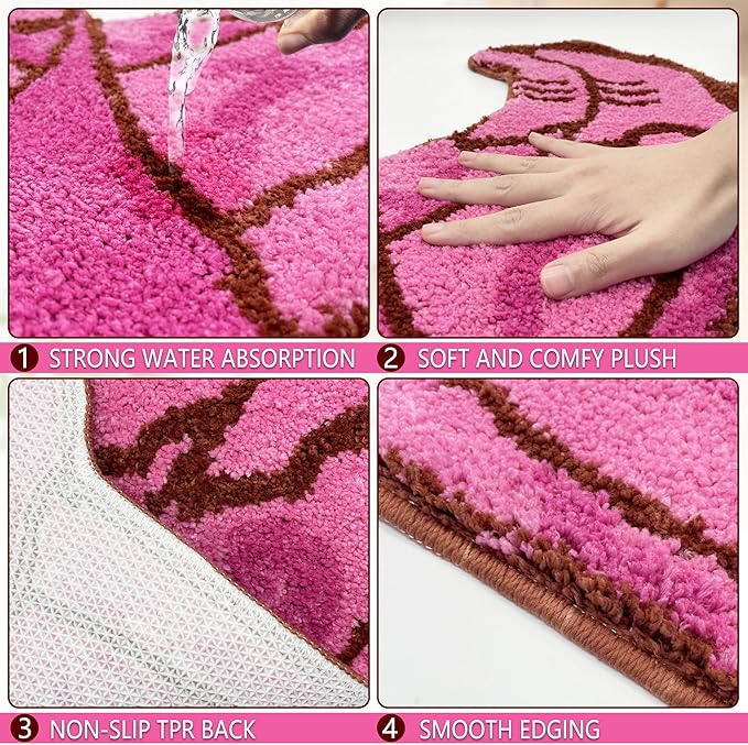 Hexagram Western Pink Cowgirl Bathroom Rug 16×24 Inch, Preppy Room Decor, Western Cowgirl Bathroom Decor, Funky Small Bath Mat Indoor, Non Slip Soft Washable Irregular Rug for Room, Bathtub, Door