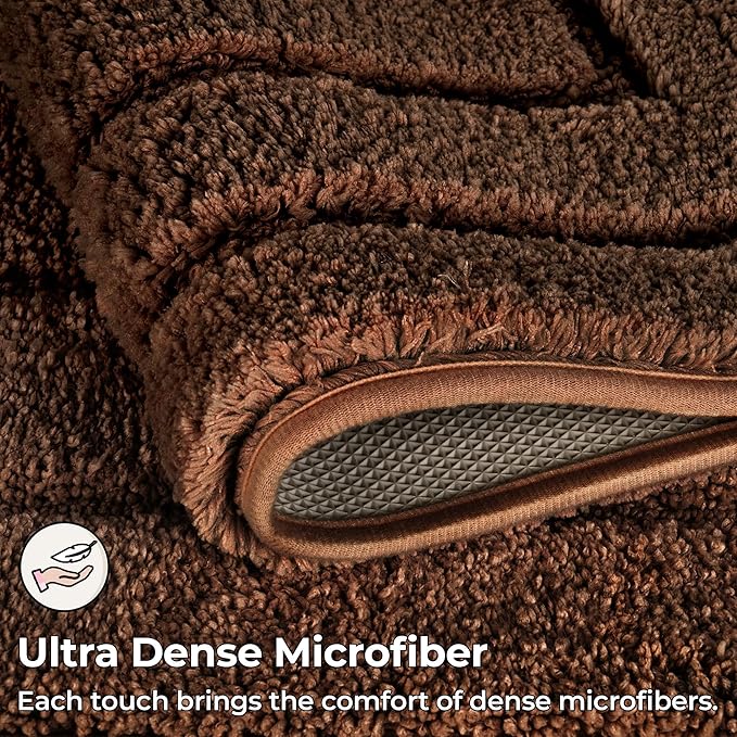 GRANNY SAYS Bathroom Rugs Non Slip 24" x 48", Bath Mats for Bathroom, Super Soft and Water Absorbent, Microfiber Washable Bath Rugs for Bath Floor, Tub and Shower, Brown