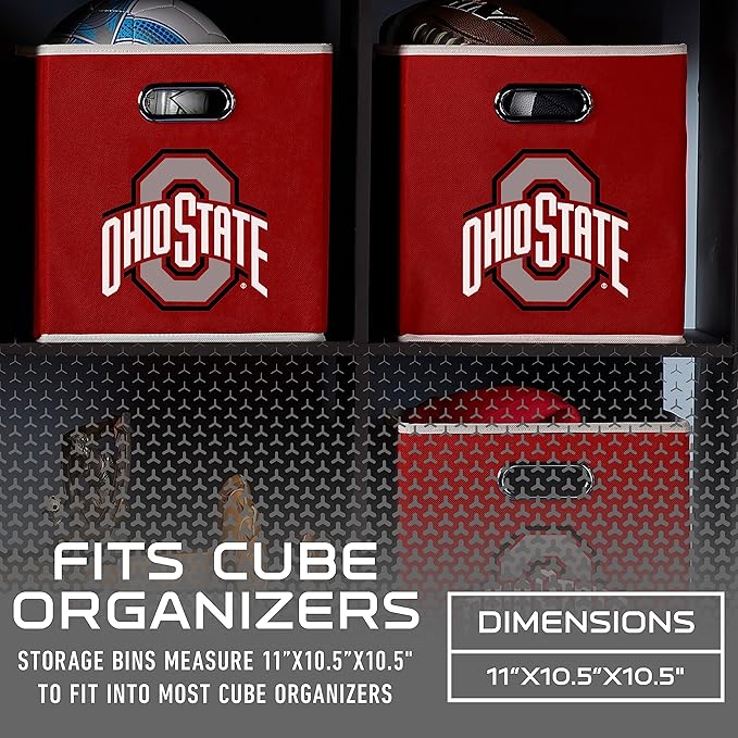 Franklin Sports NCAA College Team Fabric Storage Cubes Made to Fit Storage Bin Organizers
