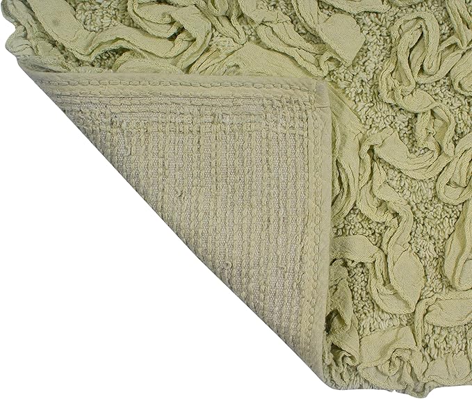 Home Weavers Bell Flower Toilet Tank Lid Cover – 10"x22", 100% Cotton, Tufted, Soft & Absorbent, Non-Slip, Machine Washable Bathroom Décor, Green