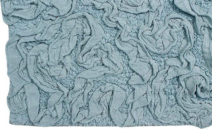 Home Weavers Bell Flower Collection 100% Cotton Tufted Bath Rugs, Extra Soft and Absorbent Bath Rugs, Non-Slip Bath Mats, Machine Washable, Bath Mats for Bathroom Floor and Tub, 20"x20" Contour, Blue