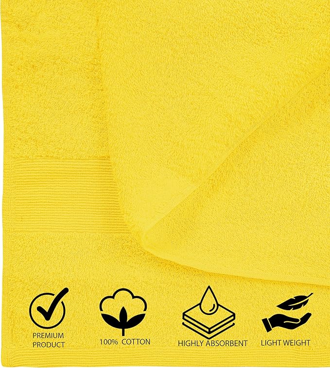 100% Cotton Luxury Bath Sheets - Pack of 2 (35" x 70") | Super Soft, Quick-Dry & Highly Absorbent Towels for Bathroom, Home, Spa & Gym (Yellow)