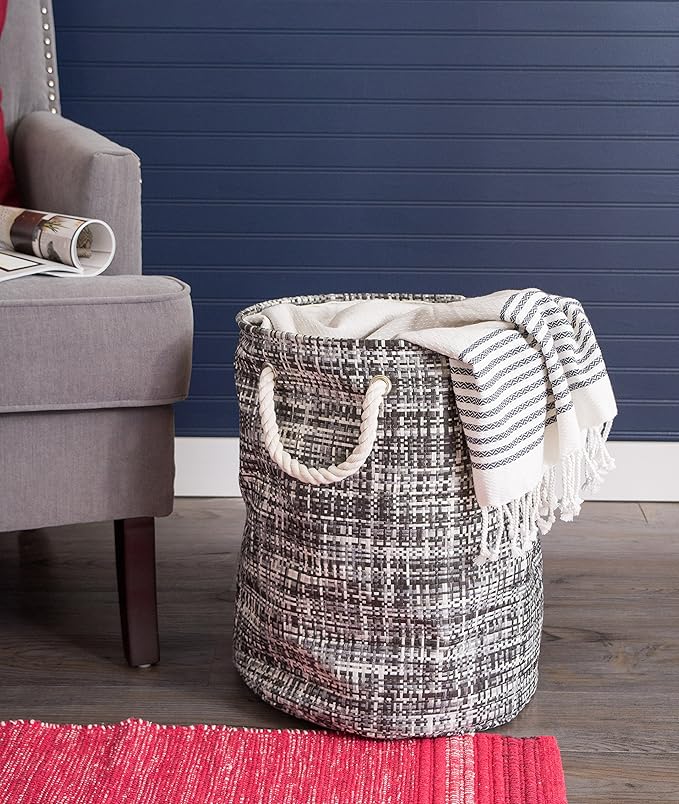 DII Woven Paper Storage Bin, Tweed, Black, Medium